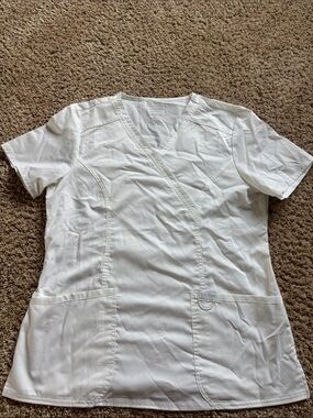 Cherokee White V-Neck Medical Scrub Top